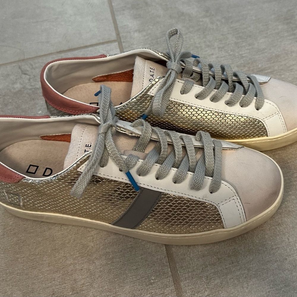 D.A.T.E. Sneakers with pink and gold size 8 1/2 or 9 too big for me.